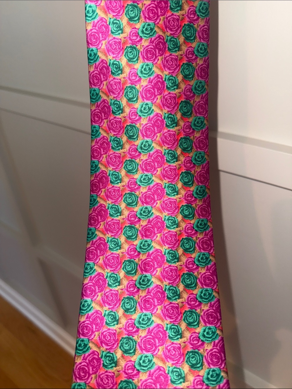Remizio Italian 100% Silk Tie Handmade Rose Floral Pattern